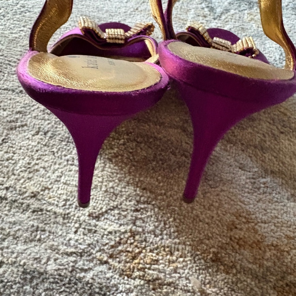 Kate Spade Vibrant Purple Heels with Gold Bow - Picture 4 of 8